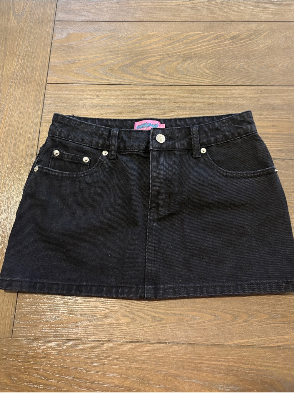 Edikted Black Denim Mini Skirt